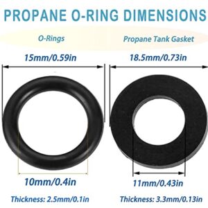 VkerQerd 30Pcs Propane Tank Gasket & O-Rings with 1Roll PTFE Thread Seal Tapes, 0.59in Propane O-Ring Adapter & 0.73 Inch Propane Pipe Hose Seal Rings Gasket for Propane Tank Cylinder POL Connector