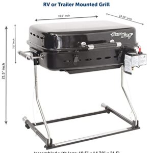 Flame King - YSNHT500 RV Or Trailer Mounted BBQ - Motorhome Gas Grill - 214 Sq Inch Cooking Surface - Adjustable Flame Controller, Black