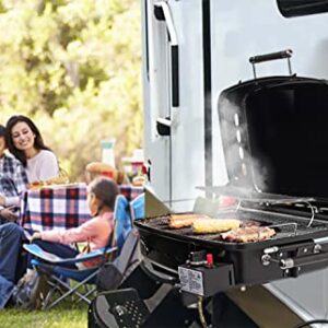 Flame King - YSNHT500 RV Or Trailer Mounted BBQ - Motorhome Gas Grill - 214 Sq Inch Cooking Surface - Adjustable Flame Controller, Black