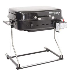 Flame King - YSNHT500 RV Or Trailer Mounted BBQ - Motorhome Gas Grill - 214 Sq Inch Cooking Surface - Adjustable Flame Controller, Black