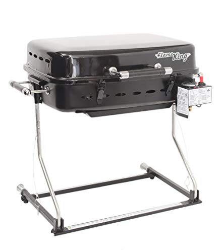 Flame King - YSNHT500 RV Or Trailer Mounted BBQ - Motorhome Gas Grill - 214 Sq Inch Cooking Surface - Adjustable Flame Controller, Black