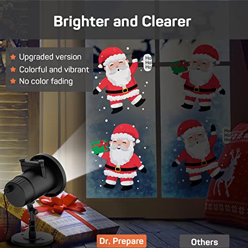 2022 Edition Dr. Prepare Christmas Projector Lights, Waterproof Outdoor Christmas Lights, Dynamic Christmas Decor for Holiday Party Lawn House Projection, with Ground Stake and Stand Base