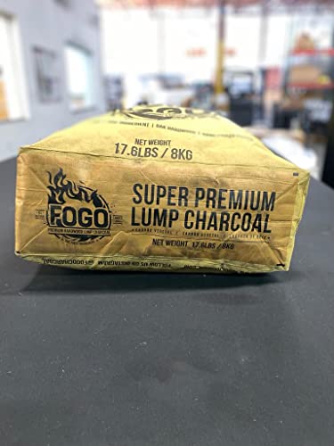 FOGO Super Premium Hardwood Lump Charcoal, Natural, Large Sized Lump Charcoal for Grilling and Smoking, Restaurant Quality, 17.6 Pound Bag, 2-Pack