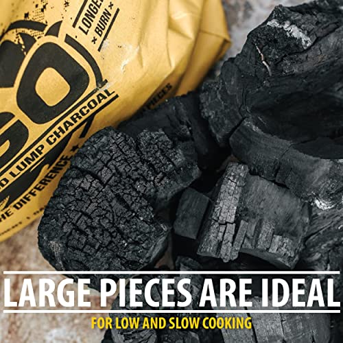 FOGO Super Premium Hardwood Lump Charcoal, Natural, Large Sized Lump Charcoal for Grilling and Smoking, Restaurant Quality, 17.6 Pound Bag, 2-Pack