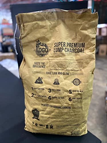 FOGO Super Premium Hardwood Lump Charcoal, Natural, Large Sized Lump Charcoal for Grilling and Smoking, Restaurant Quality, 17.6 Pound Bag, 2-Pack