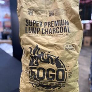FOGO Super Premium Hardwood Lump Charcoal, Natural, Large Sized Lump Charcoal for Grilling and Smoking, Restaurant Quality, 17.6 Pound Bag, 2-Pack