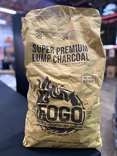 FOGO Super Premium Hardwood Lump Charcoal, Natural, Large Sized Lump Charcoal for Grilling and Smoking, Restaurant Quality, 17.6 Pound Bag, 2-Pack