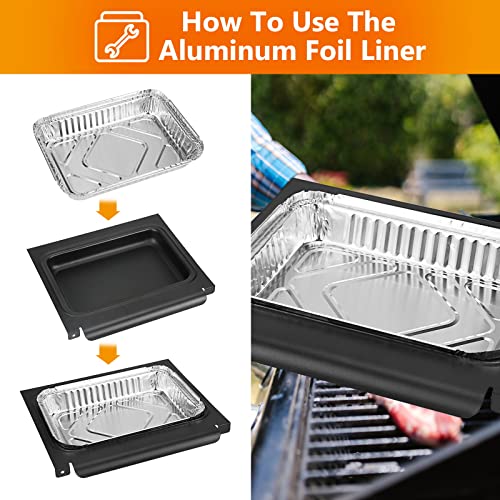 Hisencn 67047 Catch Pan and Aluminum Drip Pans for Weber Spirit I&II 200 and 300, Genesis II LX200/300 Series, Grease Collection Pan for Weber Traveler Grill, Drip Tray for Weber 67047 83156 6415