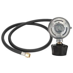 igt 5 feet gas regulator | propane regulator (70000 btu) for barbecue grill, camping stove, patio heater, fish cooker & other small gas appliances, lpg, qcc-1, 5 ft hose / 60 inches