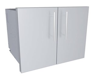 sunstone de-ddp30 designer series raised style double door dry storage pantry, 30″, stainless steel