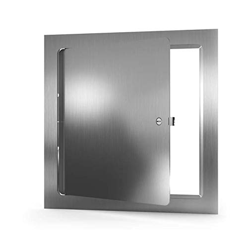 Best - .8" x 8" Universal Flush Premium Access Door with Flange - Stainless Steel