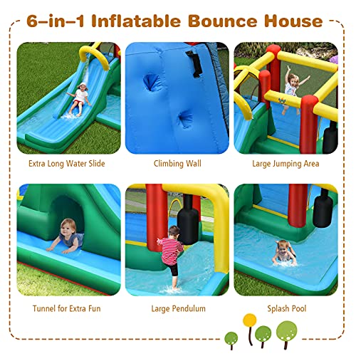 BOUNTECH Inflatable Water Slide, Water Bounce House Combo for Kids Outdoor Fun with Splash Pool, Climbing Wall, Water Park, Blow up Waterslides Inflatables for Kids and Adults Backyard Party Gifts