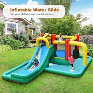 BOUNTECH Inflatable Water Slide, Water Bounce House Combo for Kids Outdoor Fun with Splash Pool, Climbing Wall, Water Park, Blow up Waterslides Inflatables for Kids and Adults Backyard Party Gifts