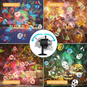 Christmas Projector Lights Outdoor Waterproof, Halloween 3-in-1 Ocean Wave & Moving Patterns Star Projector with Remote Control Timer for Holiday, Birthday, Party Decor Indoor & Outdoor