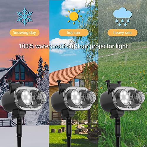 Christmas Projector Lights Outdoor Waterproof, Halloween 3-in-1 Ocean Wave & Moving Patterns Star Projector with Remote Control Timer for Holiday, Birthday, Party Decor Indoor & Outdoor