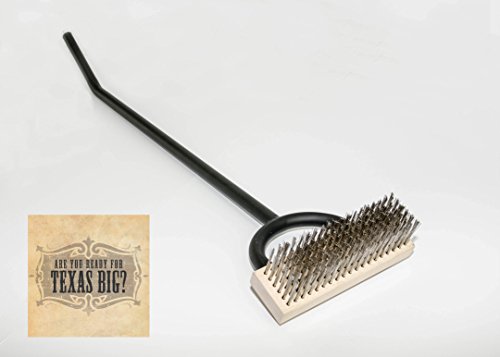 Texas BBQ Grill Brush-33 Metallic Handle, Stainless Steel Bristles-Heavy Duty Barbeque Grill Cleaning Tool-Scratchless Cleaning Brush for Gas/Charcoal Grates-Grilling Gifts for Cooks-Replaceable Head