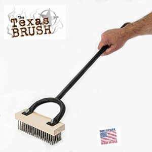 Texas BBQ Grill Brush-33 Metallic Handle, Stainless Steel Bristles-Heavy Duty Barbeque Grill Cleaning Tool-Scratchless Cleaning Brush for Gas/Charcoal Grates-Grilling Gifts for Cooks-Replaceable Head