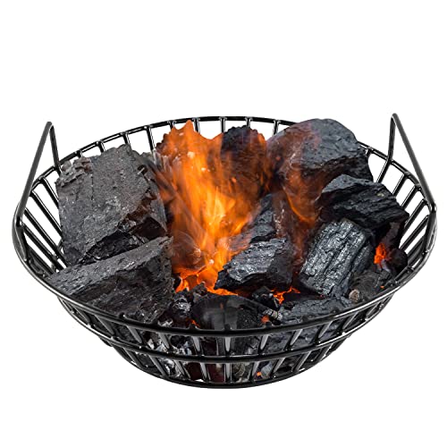 Porcelain Steel Charcoal Ash Basket Fits for Large Big Green Egg Grill, Kamado Joe Classic, Pit Boss, Louisiana Grills, Primo Kamado Grill and Large Grill Dome