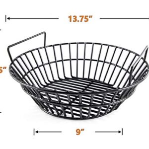 Porcelain Steel Charcoal Ash Basket Fits for Large Big Green Egg Grill, Kamado Joe Classic, Pit Boss, Louisiana Grills, Primo Kamado Grill and Large Grill Dome