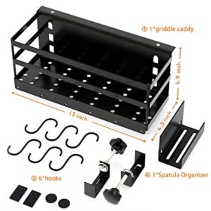 SHAPON Upgraded Griddle Caddy for 28" & 36" Blackstone Griddle Accessories Organizer for Clean & Organized Workspace Easy Install No Drill BBQ Griddle Accessories Storage Box Space Saving