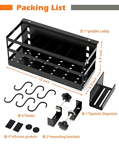 SHAPON Upgraded Griddle Caddy for 28" & 36" Blackstone Griddle Accessories Organizer for Clean & Organized Workspace Easy Install No Drill BBQ Griddle Accessories Storage Box Space Saving