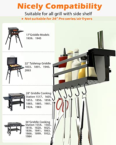 SHAPON Upgraded Griddle Caddy for 28" & 36" Blackstone Griddle Accessories Organizer for Clean & Organized Workspace Easy Install No Drill BBQ Griddle Accessories Storage Box Space Saving
