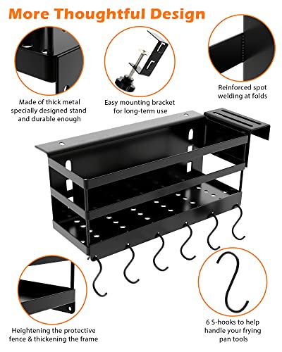 SHAPON Upgraded Griddle Caddy for 28" & 36" Blackstone Griddle Accessories Organizer for Clean & Organized Workspace Easy Install No Drill BBQ Griddle Accessories Storage Box Space Saving