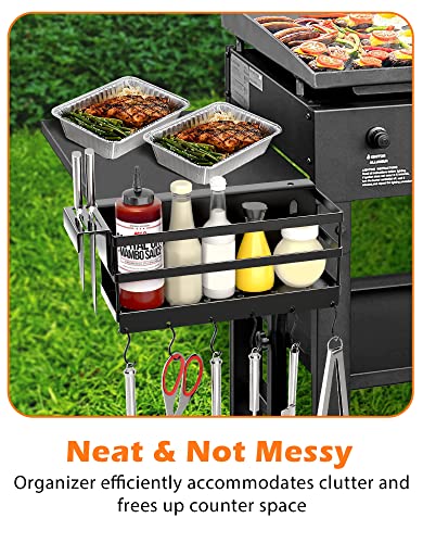 SHAPON Upgraded Griddle Caddy for 28" & 36" Blackstone Griddle Accessories Organizer for Clean & Organized Workspace Easy Install No Drill BBQ Griddle Accessories Storage Box Space Saving