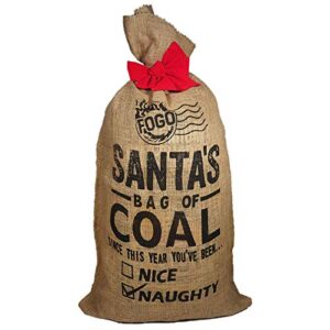 fogo santa’s bag of coal, 17.6 pound bag of premium hardwood lump charcoal for grilling and smoking in burlap christmas sack