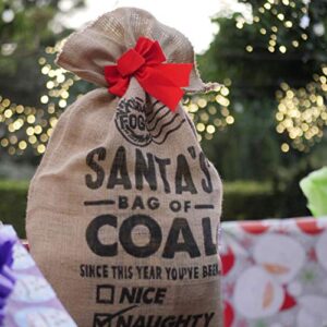 Fogo Santa's Bag of Coal, 17.6 Pound Bag of Premium Hardwood Lump Charcoal for Grilling and Smoking in Burlap Christmas Sack