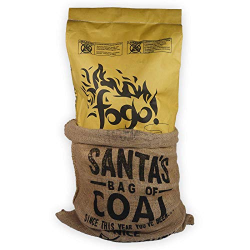 Fogo Santa's Bag of Coal, 17.6 Pound Bag of Premium Hardwood Lump Charcoal for Grilling and Smoking in Burlap Christmas Sack