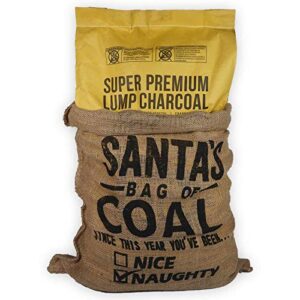 Fogo Santa's Bag of Coal, 17.6 Pound Bag of Premium Hardwood Lump Charcoal for Grilling and Smoking in Burlap Christmas Sack