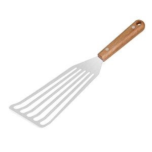 iocbyhz fish spatula 12.4″ stainless steel cooking utensil, kitchen slotted turner, fish turner spatula, metal slotted spatula with wood handle great for egg/meat turning, griddles & grill accessories