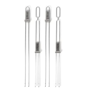 bbq-aid premium barbecue metal skewers for kabobs with quick release – double pronged, stainless steel metal skewers for grilling – kebab skewers, shish kabob skewers, kabob sticks, veggies & more