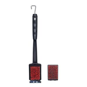 farberware 5261919 barbecue large grill brush with replacement head, 19-inch, black and red