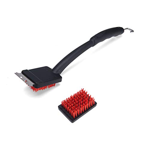 Farberware 5261919 Barbecue Large Grill Brush with Replacement Head, 19-Inch, Black and Red