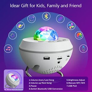 KGC Star Projector Galaxy Light, Galaxy Projector for Bedroom with Remote Control, Bluetooth Speaker & Voice Control, Night Lights Projector for Kids Room, Adults Home Theater, Party, Dorm Room Decor