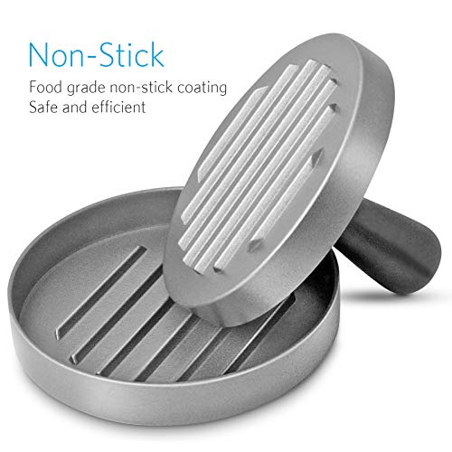 Asdirne Hamburger Press Patty Maker, Food Grade Aluminum Burger Press with ABS Handle, Non-Stick, Easy to Clean, with 50 Pcs Wax Patty Paper, 4.6" Diameter and 0.7" Depth