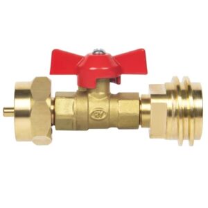 gaspro upgraded 1 lb propane tank adapter with valve, 20 lb to 1lb converter, hook up small propane tanks when 20lb ran out, solid brass