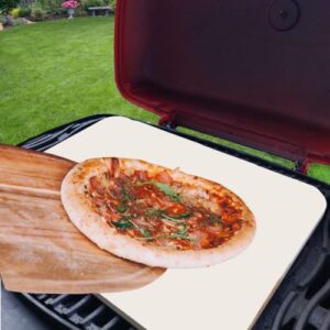 Ritual Life Pizza Stone for Oven and Grill with Wooden Pizza Peel Paddle & Pizza Cutter Set - Detachable Serving Handles - BBQ Grilling Accessories - Baking Supplies - 15 inch x 12 inch Large Stone