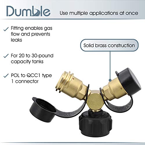 Dumble Propane Tank Adapters LP Gas Line Splitter 2 Way Hose Tee Y Propane Splitter - 2 Acme QCC1 Thread and Female POL