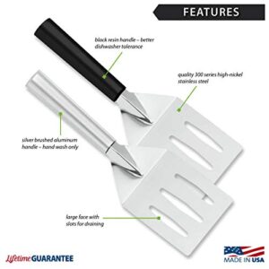 Rada Cutlery Metal Grill Spatula –Stainless Steel Face and Aluminum Handle Made in USA, 10-1/8 Inches