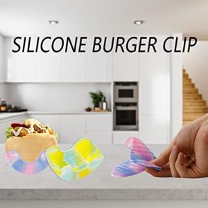 3 Pcs Washable Retractable Hamburger Holder Reusable Burger Buddy Mold Silicone Rack Brackets Contact-free Anti-dropping Burger Fixed Box Dip Clip Sauce Holder for Car,3 colors