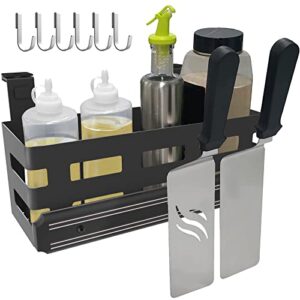 griddle caddy for blackstone griddle accessories, space saving grill accessories storage caddy, bbq accessories holder for blackstone 28”-36” griddle with a magnetic tool holder and 6 j-hooks