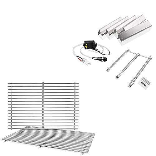 Uniflasy 7639 Cooking Grates 7636 Flavorizer Bars 69787 Burner Tube Ignitor Wire Kit Ignition Electrode for Weber Spirit 300 Series Spirit E-310 E-320, S-320 E/S330 with Front Mounted Control