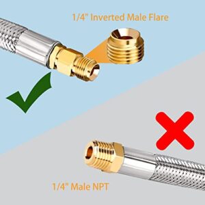 GasSaf 18inch RV Propane Pigtail Hose，Stainless Steel Braid Gas Hose Connector with Type 1 Connection x 1/4 Inch Inverted Male Flare（2 PCS）