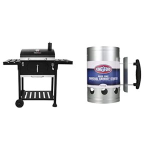 royal gourmet cd1824en 24” charcoal grill outdoor smoker, black & kingsford heavy duty deluxe charcoal chimney starter | bbq chimney starter