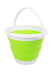 sammart collapsible plastic bucket – foldable tub – portable fishing water pail – space saving outdoor waterpot (white/grass green, 8.5l round)