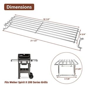 QuliMetal Stainless Steel Warming Rack for Weber Spirit II 200 Series (2017 and Newer), Weber Spirit II E210, II E220, II S210, II S220 with Up Front Control, Warming Grates Replace for Weber 67026