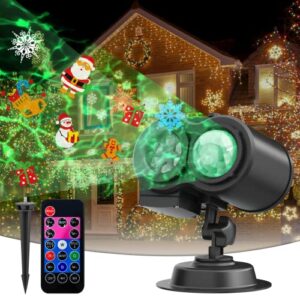 christmas light projector, 20 slides 10 colors led holiday projector light for outdoor indoor,waterproof 2h/4h/6h timing night light projector with remote for xmas,halloween,party decoration